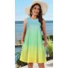 imageelescat Womens Summer Dresses 2025 Beach Casual Sleeveless Floral Print Tank Loose Sundress with PocketBlue Yellow Tie Dye