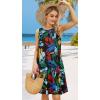 imageelescat Womens Summer Dresses 2025 Beach Casual Sleeveless Floral Print Tank Loose Sundress with PocketColorful Leaves