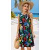 imageelescat Womens Summer Dresses 2025 Beach Casual Sleeveless Floral Print Tank Loose Sundress with PocketColorful Leaves