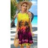 imageelescat Womens Summer Dresses 2025 Beach Casual Sleeveless Floral Print Tank Loose Sundress with PocketColorful Sunset Tree