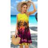imageelescat Womens Summer Dresses 2025 Beach Casual Sleeveless Floral Print Tank Loose Sundress with PocketColorful Sunset Tree