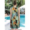 imageelescat Womens Summer Dresses 2025 Beach Casual Sleeveless Floral Print Tank Loose Sundress with PocketGreen Orange Leaves
