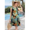 imageelescat Womens Summer Dresses 2025 Beach Casual Sleeveless Floral Print Tank Loose Sundress with PocketGreen Orange Leaves