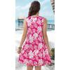 imageelescat Womens Summer Dresses 2025 Beach Casual Sleeveless Floral Print Tank Loose Sundress with PocketHot Pink Leaves
