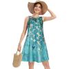 imageelescat Womens Summer Dresses 2025 Beach Casual Sleeveless Floral Print Tank Loose Sundress with PocketLake Green