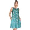imageelescat Womens Summer Dresses 2025 Beach Casual Sleeveless Floral Print Tank Loose Sundress with PocketLake Green