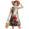 imageelescat Womens Summer Dresses 2025 Beach Casual Sleeveless Floral Print Tank Loose Sundress with PocketLarge Red Floral