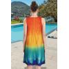 imageelescat Womens Summer Dresses 2025 Beach Casual Sleeveless Floral Print Tank Loose Sundress with PocketOrange Blue Tie Dye