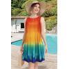 imageelescat Womens Summer Dresses 2025 Beach Casual Sleeveless Floral Print Tank Loose Sundress with PocketOrange Blue Tie Dye
