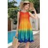 imageelescat Womens Summer Dresses 2025 Beach Casual Sleeveless Floral Print Tank Loose Sundress with PocketOrange Blue Tie Dye