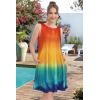 imageelescat Womens Summer Dresses 2025 Beach Casual Sleeveless Floral Print Tank Loose Sundress with PocketOrange Blue Tie Dye