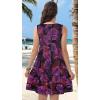imageelescat Womens Summer Dresses 2025 Beach Casual Sleeveless Floral Print Tank Loose Sundress with PocketPurple Leaves