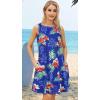 imageelescat Womens Summer Dresses 2025 Beach Casual Sleeveless Floral Print Tank Loose Sundress with PocketRoyal Blue Flower