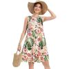 imageelescat Womens Summer Dresses 2025 Beach Casual Sleeveless Floral Print Tank Loose Sundress with PocketWhite Floral