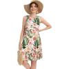 imageelescat Womens Summer Dresses 2025 Beach Casual Sleeveless Floral Print Tank Loose Sundress with PocketWhite Floral