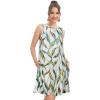 imageelescat Womens Summer Dresses 2025 Beach Casual Sleeveless Floral Print Tank Loose Sundress with PocketWhite Leaf Stripes