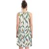 imageelescat Womens Summer Dresses 2025 Beach Casual Sleeveless Floral Print Tank Loose Sundress with PocketWhite Leaf Stripes