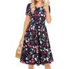 imagePlus Size Dress Summer Flowy Loose Swing Short Sleeves TShirt Sundress with Pockets White Pink FlowerL