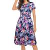 imageSummer Dresses for Women Casual Floral Loose Flowy Short Sleeve Sundress with Pockets Blue Purple FlowerL