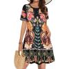 imageSummer Dresses for Women Casual Tshirt Short Sleeve Floral Sundress Beach Cover Ups with PocketsAa Yellow Flower