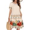 imageSummer Dresses for Women Casual Tshirt Short Sleeve Floral Sundress Beach Cover Ups with PocketsApricot Flower