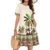 imageSummer Dresses for Women Casual Tshirt Short Sleeve Floral Sundress Beach Cover Ups with PocketsApricot Leaves