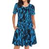 imageWomens Summer Dresses Beach Casual Loose Tshirt Floral Short Sleeve Flowy Pockets SundressesBlack Blue Tie Dye