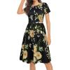 imageWomens Sun Dresses Summer Loose Casual Floral Short Sleeve Tshirt Sundresses with PocketsBlack Yellow FlowerL