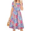 imageelescat Casual Dress for Women Summer Comfy Flowy Swing Plain Dresses Beach with Pockets Pink Blue CoralS