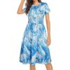 imageelescat Summer Casual Dresses for Womens Beach Soft Flowy Tank Tshirt Sundress with Pockets Blue Red CarpL