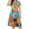 imageelescat Summer Dresses for Women Casual Flowy Swing Loose Fit TShirt Sundress with Pockets Glow Banana LeafL