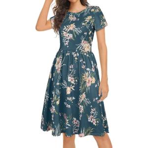 imageelescat Summer Dresses for Women Casual Beach Cover Up Loose Fit Short Sleeve Sundress with Pockets