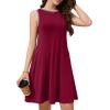 imageWEACZZY 2025 Summer Dresses for Women Casual Loose Fit Beach Vacation Sundress Sleeveless Crewneck Tank Dress with Pockets01 Wine Red
