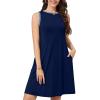 imageWEACZZY 2025 Summer Dresses for Women Casual Loose Fit Beach Vacation Sundress Sleeveless Crewneck Tank Dress with PocketsA Navy Blue