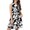 imageWEACZZY 2025 Summer Dresses for Women Casual Loose Fit Beach Vacation Sundress Sleeveless Crewneck Tank Dress with PocketsSketch White Black