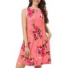 imageWEACZZY 2025 Summer Dresses for Women Casual Loose Fit Beach Vacation Sundress Sleeveless Crewneck Tank Dress with PocketsSugar Pink