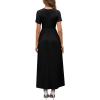 imageWEACZZY 2025 Summer Long Dresses for Women Wrap Empire Pleated Waist V Neck Short Sleeve Elegant Maxi Dress with Pockets01 Black