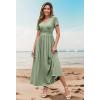 imageWEACZZY 2025 Summer Long Dresses for Women Wrap Empire Pleated Waist V Neck Short Sleeve Elegant Maxi Dress with Pockets01 Dark Green