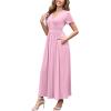 imageWEACZZY 2025 Summer Long Dresses for Women Wrap Empire Pleated Waist V Neck Short Sleeve Elegant Maxi Dress with Pockets01 Mauve