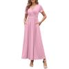 imageWEACZZY 2025 Summer Long Dresses for Women Wrap Empire Pleated Waist V Neck Short Sleeve Elegant Maxi Dress with Pockets01 Mauve