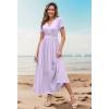 imageWEACZZY 2025 Summer Long Dresses for Women Wrap Empire Pleated Waist V Neck Short Sleeve Elegant Maxi Dress with Pockets01 Purple