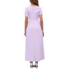 imageWEACZZY 2025 Summer Long Dresses for Women Wrap Empire Pleated Waist V Neck Short Sleeve Elegant Maxi Dress with Pockets01 Purple