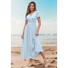 imageWEACZZY 2025 Summer Long Dresses for Women Wrap Empire Pleated Waist V Neck Short Sleeve Elegant Maxi Dress with Pockets01 Sky Blue