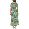 imageWEACZZY 2025 Summer Long Dresses for Women Wrap Empire Pleated Waist V Neck Short Sleeve Elegant Maxi Dress with PocketsBlue Khaki
