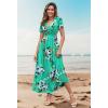 imageWEACZZY 2025 Summer Long Dresses for Women Wrap Empire Pleated Waist V Neck Short Sleeve Elegant Maxi Dress with PocketsMint Green