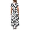 imageWEACZZY 2025 Summer Long Dresses for Women Wrap Empire Pleated Waist V Neck Short Sleeve Elegant Maxi Dress with PocketsSketch White Black