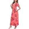 imageWEACZZY 2025 Summer Long Dresses for Women Wrap Empire Pleated Waist V Neck Short Sleeve Elegant Maxi Dress with PocketsSugar Pink