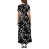 imageWEACZZY 2025 Summer Long Dresses for Women Wrap Empire Pleated Waist V Neck Short Sleeve Elegant Maxi Dress with PocketsWhite Black
