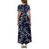 imageWEACZZY 2025 Summer Long Dresses for Women Wrap Empire Pleated Waist V Neck Short Sleeve Elegant Maxi Dress with PocketsWhite Navy