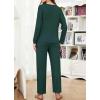 imageWEACZZY Knit Lounge Sets for Women 2 Piece Cozy Long Sleeve Top and Wide Leg Pants Set Waffle Pajamas OutfitsDark GreenMedium